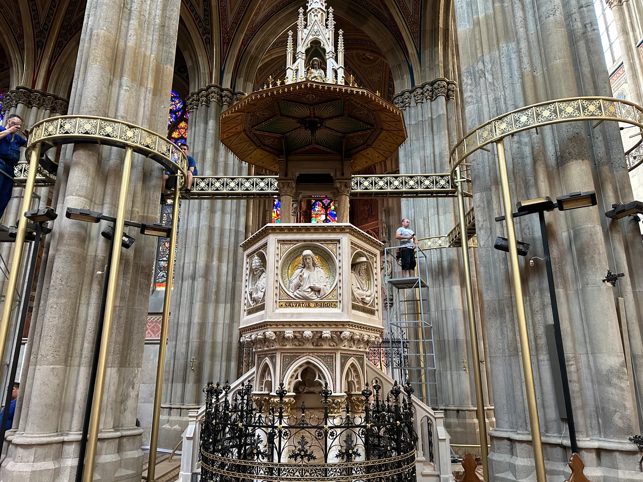 Architectural detail between the church columns – LIGHT OF CREATION, Votivkirche, Vienna, Austria