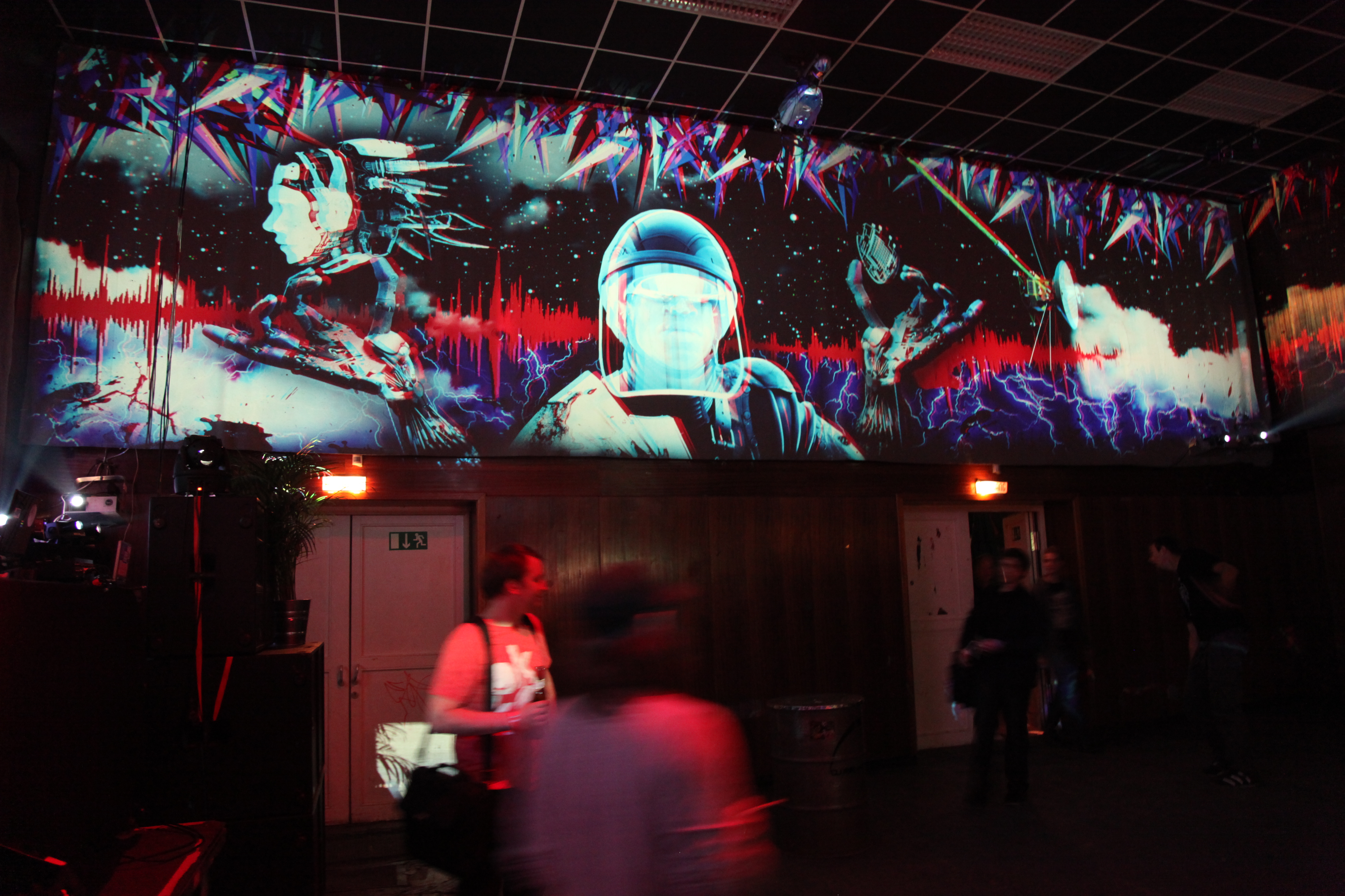 Figuren und abstrakte Motive als Live Visuals rund um den Veranstaltungsraum – Digital, Planetarium, Wien, Österreich