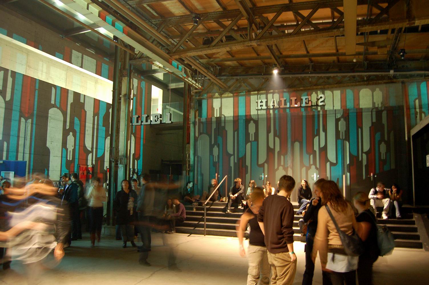 Colourful striped imagery projected around the hall walls – Nokia Trends - Zürich, Schiffbau, Zürich, Switzerland