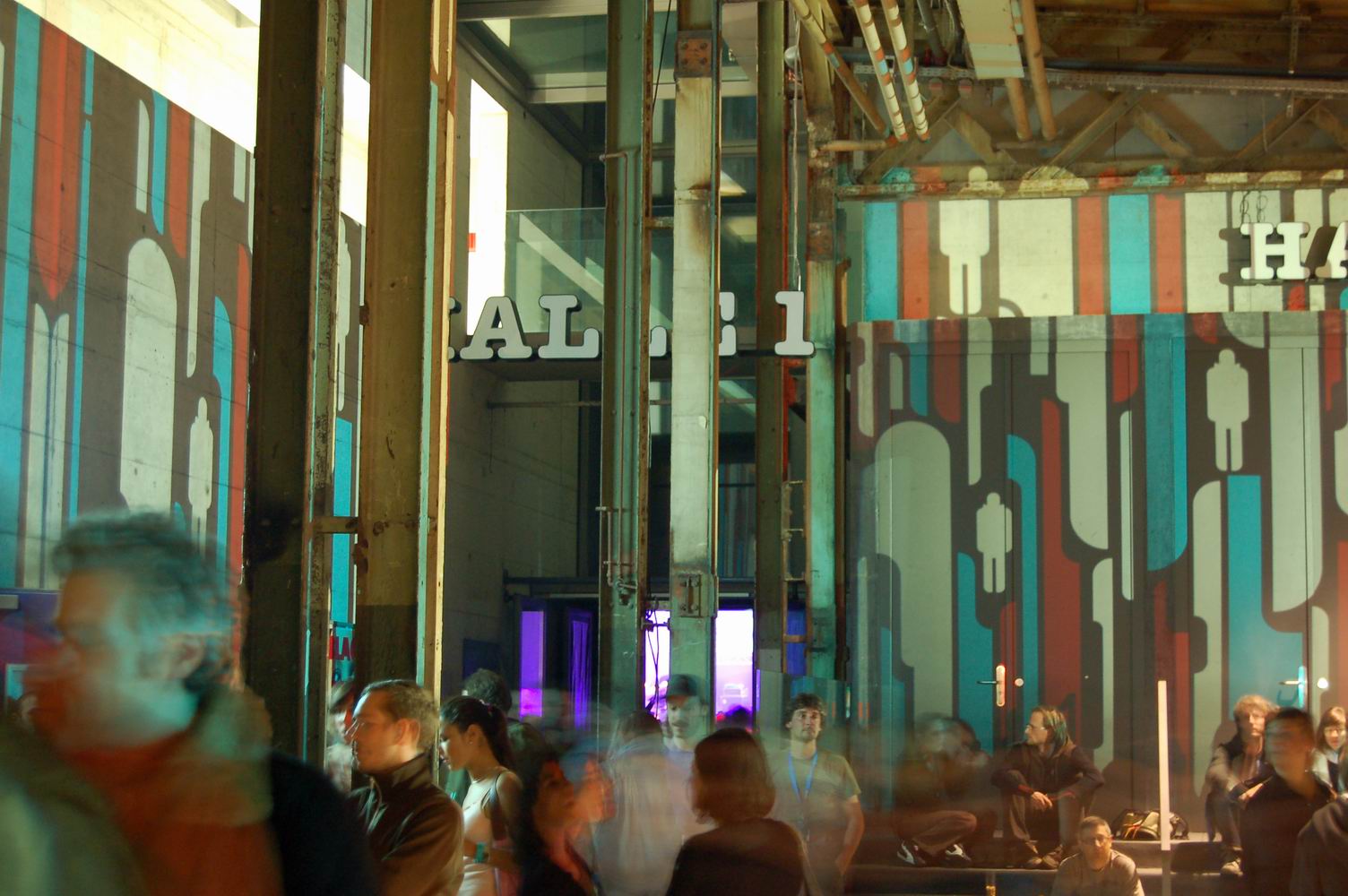 Colourful striped imagery projected around the hall walls – Nokia Trends - Zürich, Schiffbau, Zürich, Switzerland