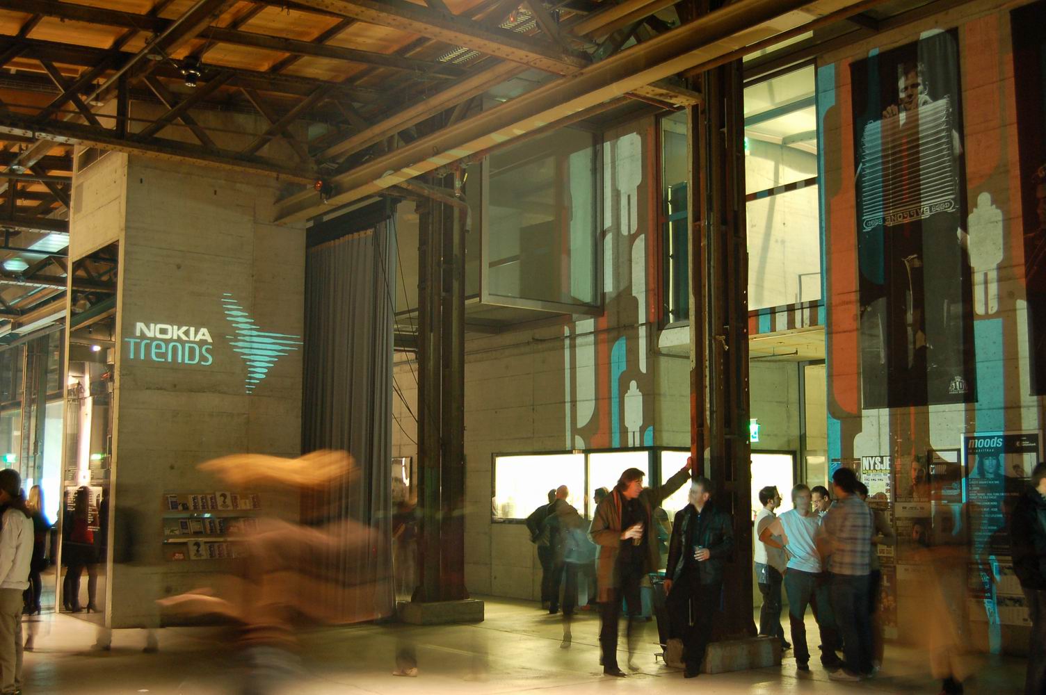Nokia Trends logo projected onto a column beside the projected hall – Nokia Trends - Zürich, Schiffbau, Zürich, Switzerland