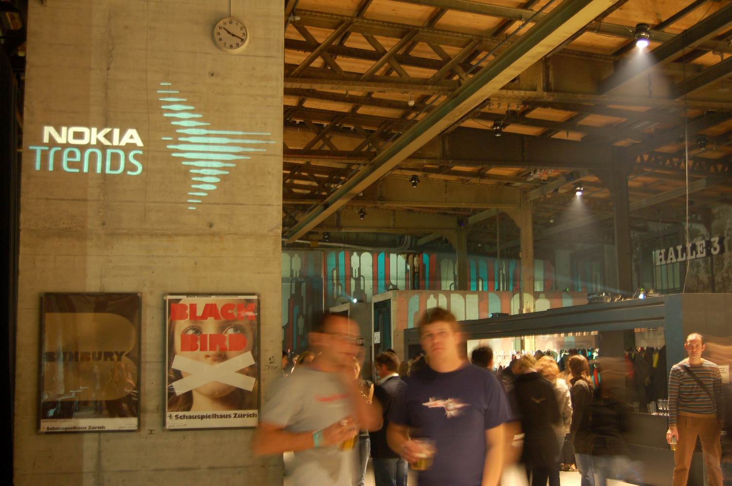Nokia Trends logo projected onto a column beside the projected hall – Nokia Trends - Zürich, Schiffbau, Zürich, Switzerland